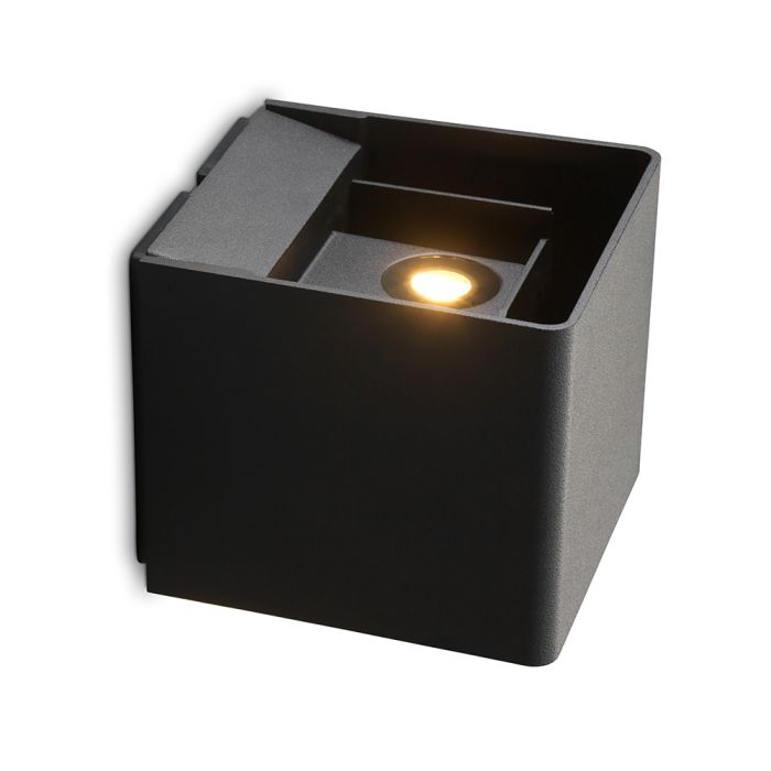 Tolosa | wall light | square black | up & down | warm white | dimmable | OutdoorPro+ | 12 volts main product photo