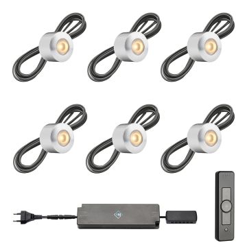 Gomera ab | opbouwspot | rond zilver | warmwit | dimbaar | set van 6, 8, 10 of 12 stuks | OutdoorCore+