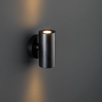 Amadora | applique extérieur | rond noir | haut & bas | blanc chaud | OutdoorCore+